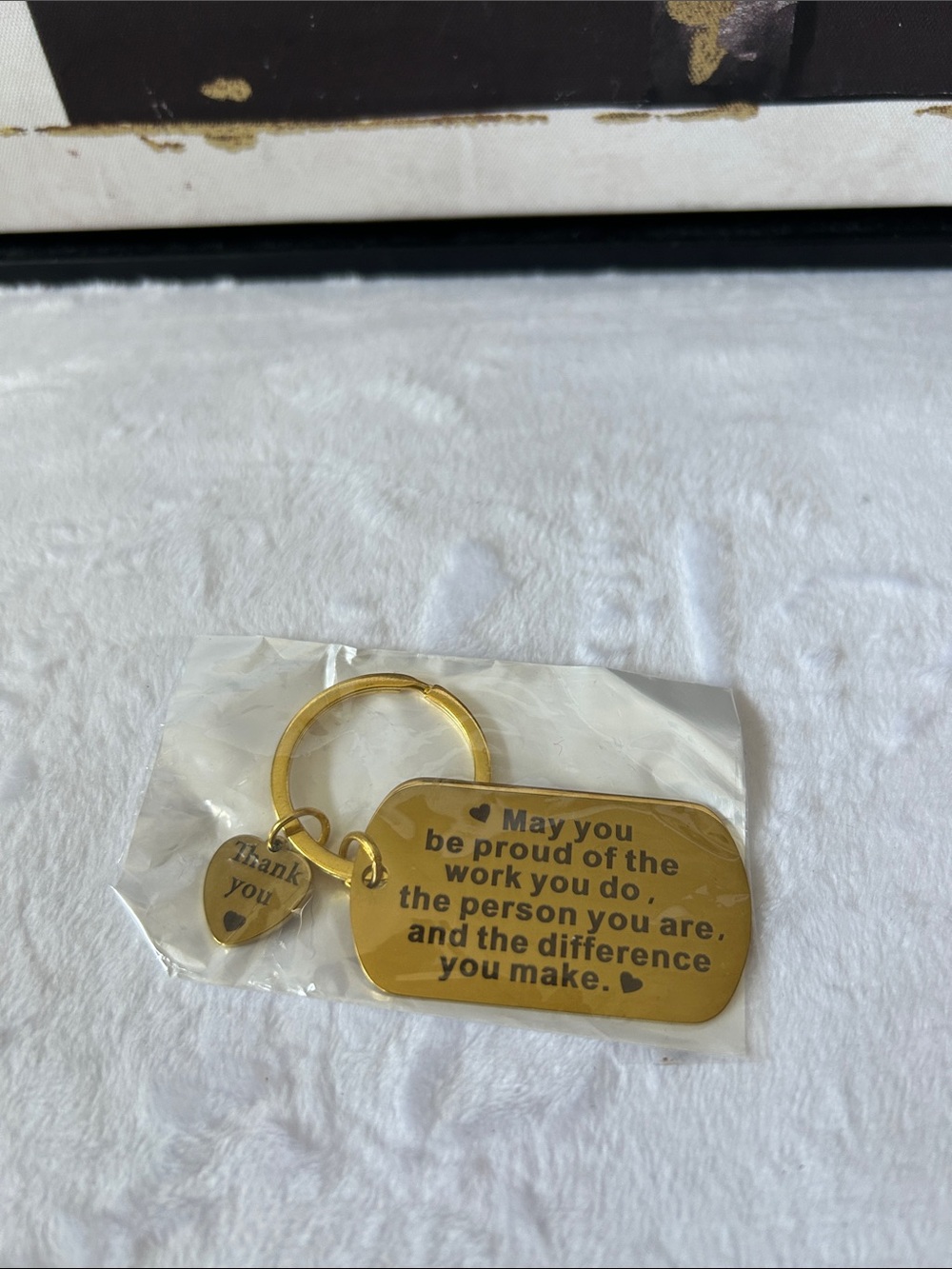 Gold Inspirational Keychain with Heart Charm